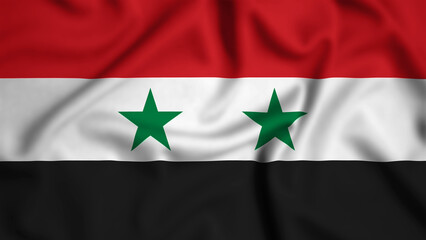 Syria flag waving in the wind background illustration, silk