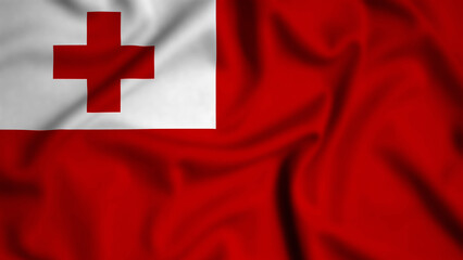 Tonga flag waving in the wind background illustration, silk