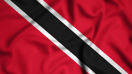 Trinidad and Tobago flag waving in the wind background illustration, silk