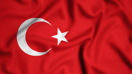 Turkey flag waving in the wind background illustration, silk