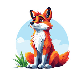 Obraz premium Vector illustration of a brightly colored fox