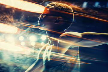 Successful sportsman businessman moving forward reaching goal aim, Generative AI