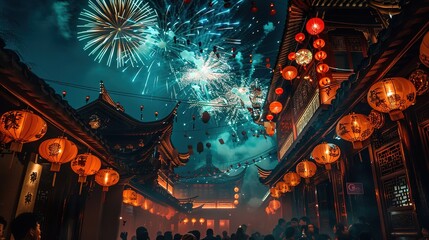 Obraz premium Chinese new year firework wallpaper