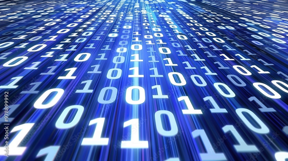 Aufkleber Abstract blue technology background with binary code 1 and 0
