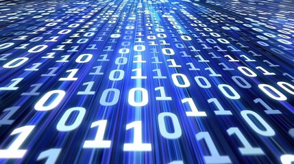 Abstract blue technology background with binary code 1 and 0
