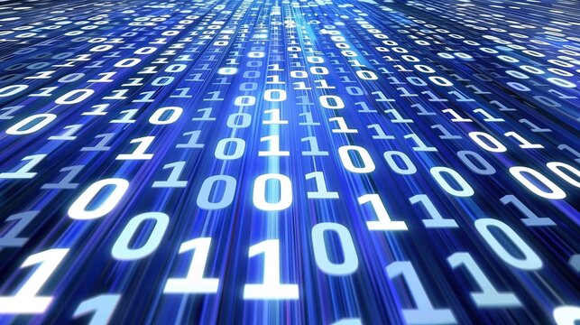 Abstract blue technology background with binary code 1 and 0