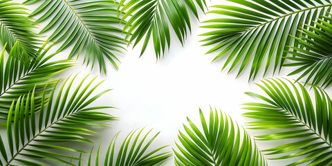 Tropical palm leaves on white background, palm leaves, tropical, foliage, greenery, palm tree, exotic, nature