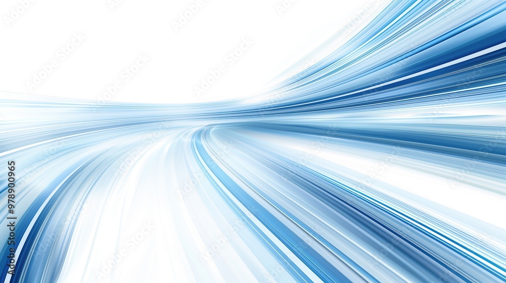 Wall mural abstract blue white lines forming tunnel speed and movement