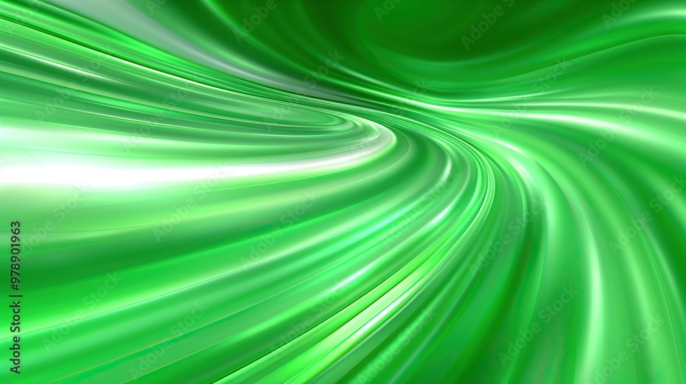 Poster abstract green background with swirling motion lines