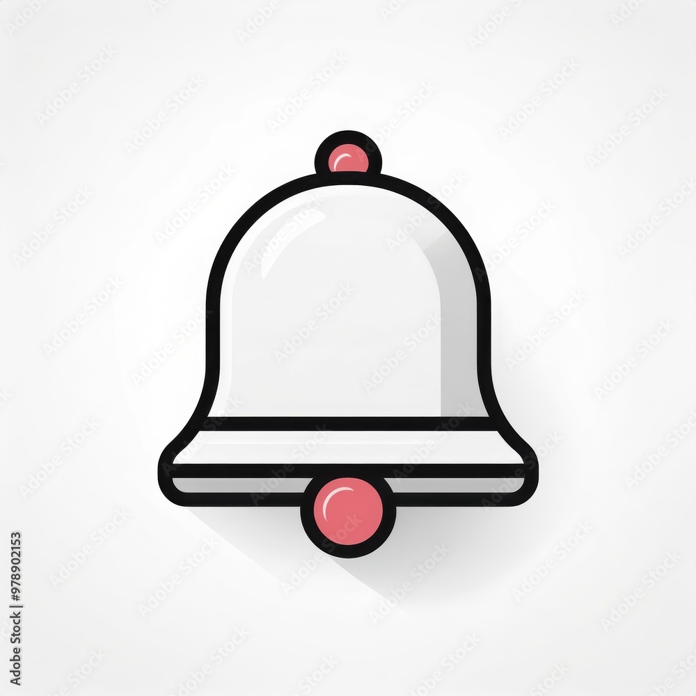 Poster minimalist outline of a ringing bell icon with notification bubbles. simple black and white symbol f