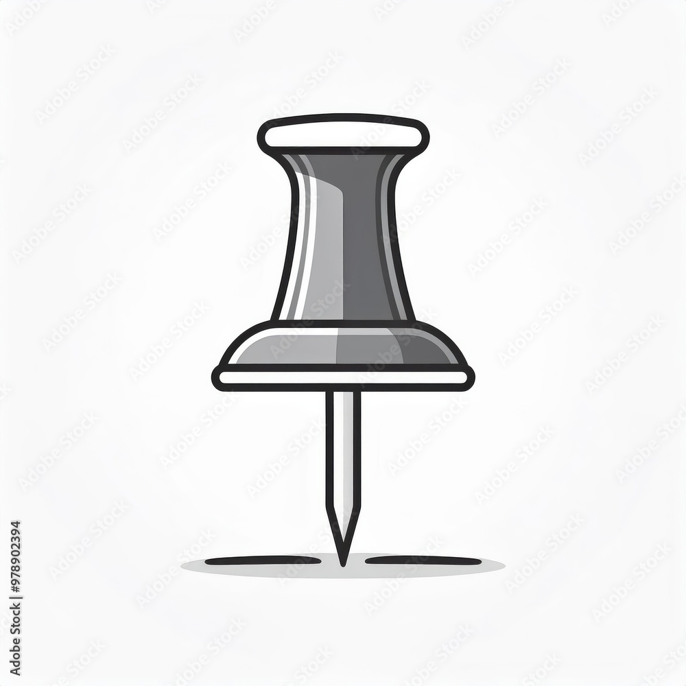 Aufkleber minimalist monochrome illustration of a classic push pin in profile view. clean and simplified symbo
