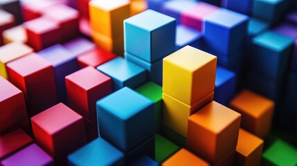 Obraz premium Colorful Cubic Structure, Abstract Geometric Pattern