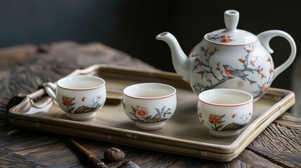 Fototapeta premium Chinese tea set wallpaper