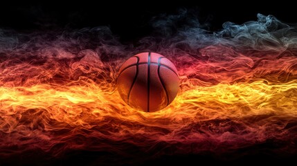 Fototapeta premium Basketball on Fire, Passion for the Game