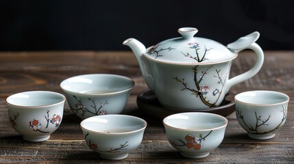 Fototapeta premium Chinese tea set wallpaper
