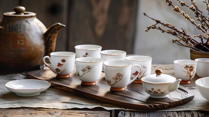 Fototapeta premium Chinese tea set wallpaper