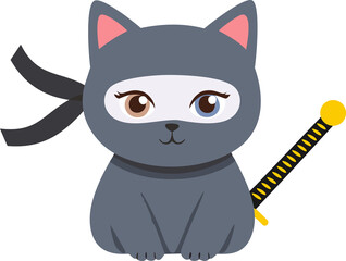 Manita White Cat 2 Colors Dressed in Samurai Ninja Costume