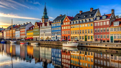 Obraz premium s of iconic historical buildings in Copenhagen showcasing architectural heritage, Copenhagen, Denmark, s, historic