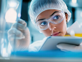 Female Scientist Focused on Laboratory Research