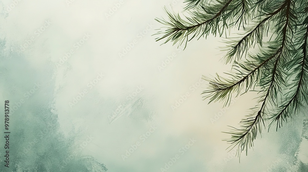 Canvas Prints Abstract pine branches with soft minimalist strokes on a smooth background