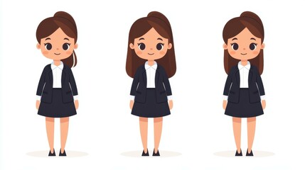 Obraz premium A vibrant cartoon avatar of a businesswoman, showcasing a clean design set against a minimalist backdrop.