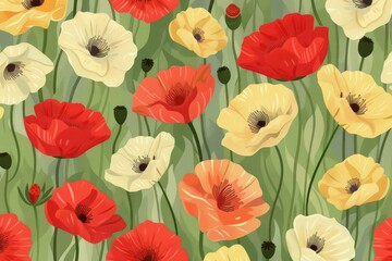 pastel-colored flowers wallpaper background. Beautiful simple AI generated image