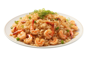 Fried rice on transparent background. Fried rice  themes. Asian cuisine themes. Asian restaurant. Paella cooking. PNG cut out. Image for graphic designer. Image for flyers.