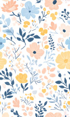 floral and leaf seamless patterns in doodle-style tile designs with graphic format.
