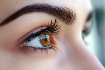 Obraz premium Woman is looking away with hope in her beautiful brown eyes