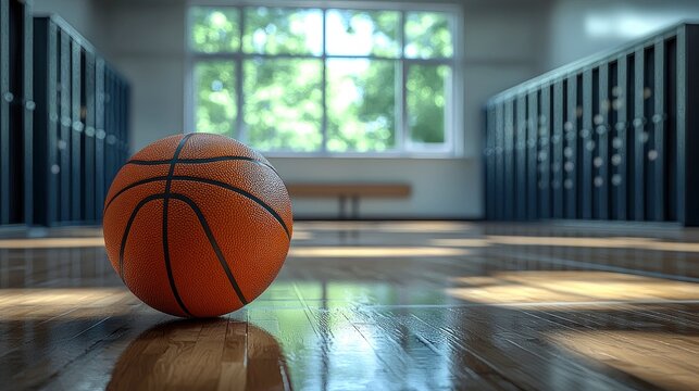 Basketball in a Locker Room