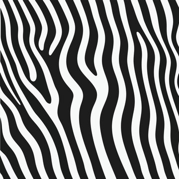 Seamless zebra stripe pattern with bold black and white flowing lines.