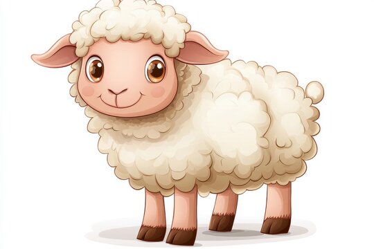 recommend clip art: Cute cartoon lamb standing and smiling
