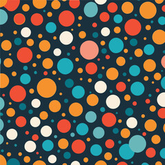 Playful geometric design featuring multicolored circles in various sizes
