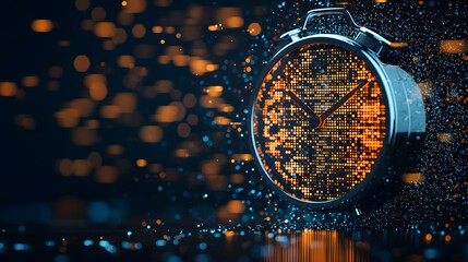 An Illuminated Digital Clock Amidst Sparkling Bokeh: Embracing the Essence of Time and Technology