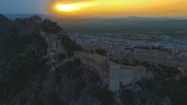 Aerial view of X&agrave;tiva Castle, Valencia, Spain