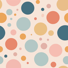 Colorful polka dot pattern with pastel circles on a light background