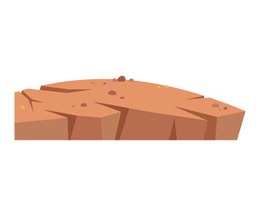 Cracked earth, cracked soil. dry and broken orange soil vector background, island with cracks. Arid clay soil cross section. Underground layer, broken waterless earth land, drought. Climate change