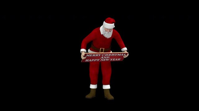 Drunken Santa merry Christmas and happy new year &ndash; 3d render looped with alpha channel.