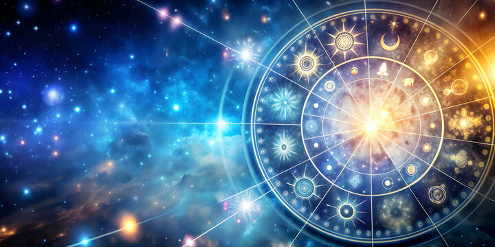 Abstract astrological background with zodiac symbols and celestial bodies, astrology, background, zodiac, horoscope, signs