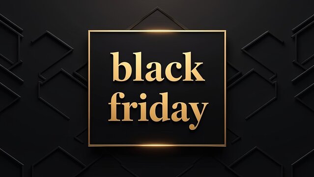 A luxurious Black Friday banner. Gold text on a black  background. Black Friday sale poster. Commercial discount event banner. 