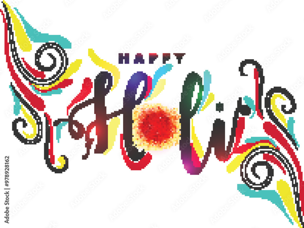 Wall mural stylish text happy holi with abstract color splash on white background. can be used as greeting card