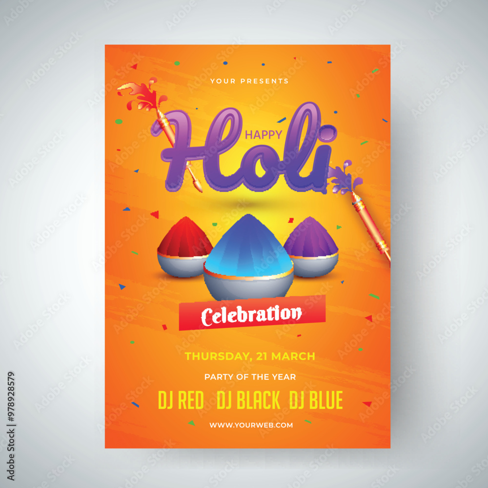 Canvas Prints holi celebration template or flyer design with time, date and venue details.