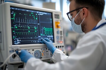Technician Inspecting Medical Devices for Compliance with Safety Standards in Healthcare Control
