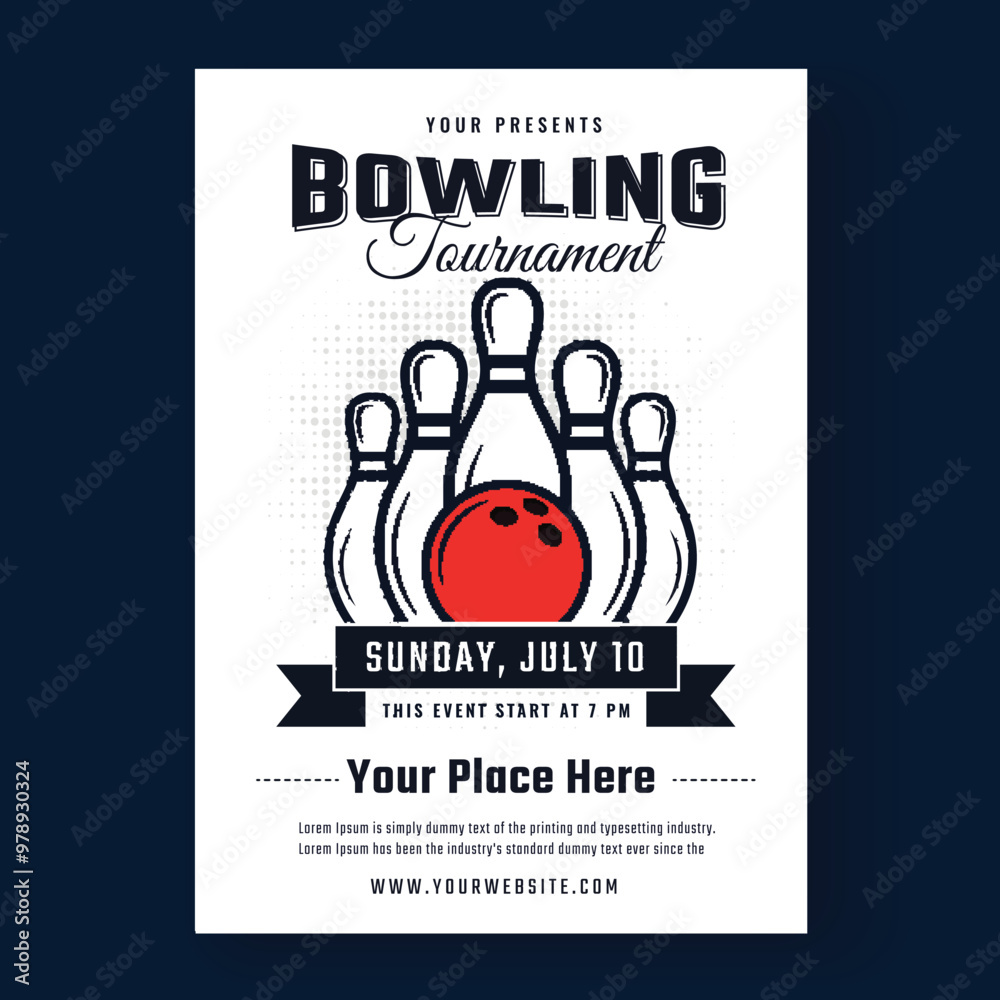 Canvas Prints line art ball and pins illustration on white template for poster design for bowling tournament conce