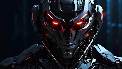 Fototapeta premium Robot with red eyes