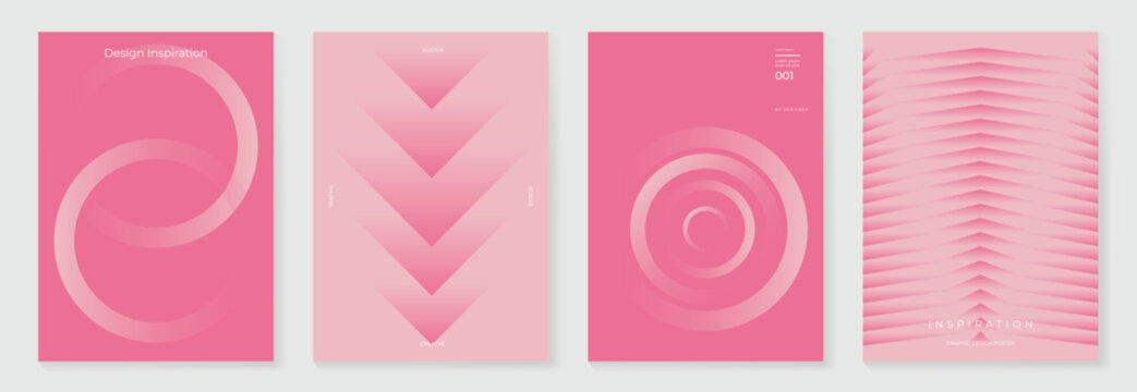 Modern gradient poster background vector set. Minimalist style cover template with two tone perspective geometric prism shapes collection. Ideal design for social media, cover, banner, flyer.