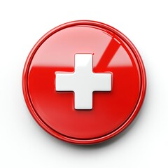 A red circle icon, emergency preparedness, bold design, red, isolated on white background