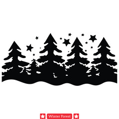 Fototapeta premium Glistening Pines Delicate Vector Silhouettes Portraying Winter s Magic