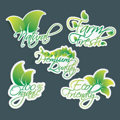 Organic Products stickers, tags or labels.