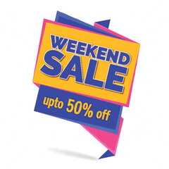 Weekend Sale Offer Tag or Banner.